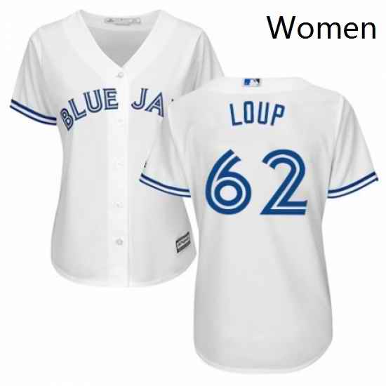 Womens Majestic Toronto Blue Jays 62 Aaron Loup Replica White Home MLB Jersey